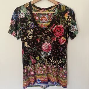 Johnny Was Floral Vneck Tshirt XXS
